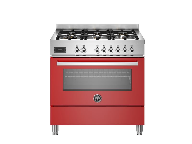90 cm 6-Burner, Electric Oven | Bertazzoni - Rosso